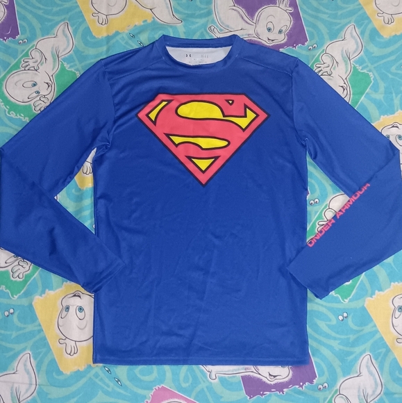 Under Armour Superman Long Sleeve Compression Fitness Jersey Shirt - Picture 1 of 8